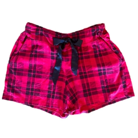 SOMA Embraceable Pajama Shorts Red/Black Plaid Peace and Joy - Picture 1 of 4
